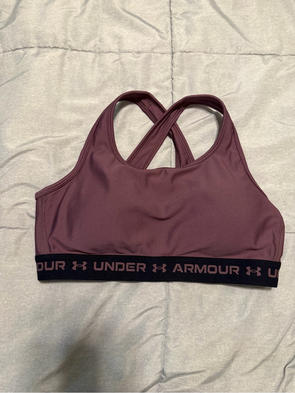 Under Armour Crossback Sports Bra — Plum Mauve with Black Band